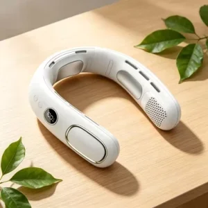 Professional Bladeless Neck Fan Rechargeable 360 Airflow Smart Digital Display Semiconductor Cooling Wearable Personal Air Jet