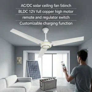 Professional Designers 12V DC Solar Powered Ceiling Fans 5 Level 36 White Household Air Cooling Fan Pakistan 12 CE Certification