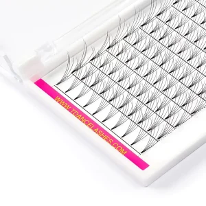Professional Handmade Korean Pre Made Fan Eyelashes Short Stem 3D 10D Large Tray Mega Volume 12 Rows