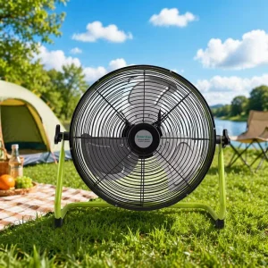 Professional Product DC Motor 14Inch 12Speed 25W China Solar Electric Powered Camping Energy Charging Outdoor Fan