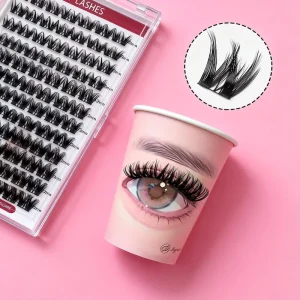 Professional Underwater Sweat Proof Cluster Lashes Strong Hold Waterproof False Eyelashes for Swimmers Dramatic Eyelashes