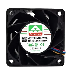 Protechnic Small Axial Fan MGT6012UB W38 C 12VDC 1.8A 60x60x38mm 14000RPM Electric Plastic ODM Silent Exhaust Fan Ball Bearing