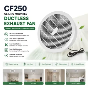 Proyum 50W Simple Small Round Bathroom Exhaust Fan Ceiling Low Noise Exhaust Fan Grille Design Exhaust Ventilation Fan