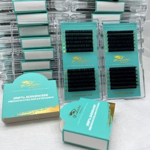 QClashes Premium Individual Eyelash Extensions 0.03 0.15 J B CC Curl Matte Black Soft Cashmere Easy Fan Volume Lash