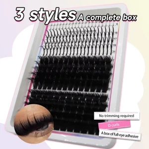 QM Brand Semi Hand Made DIY Cluster Lashes Soft Comfort Segment Eyelash for Mix Fan Lash Extension Kit Eyelashes