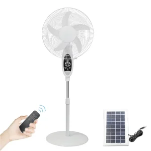 QUARKE 16 Inch 30W Solar Fan Rechargeable Fan With Solar Panel and Led Light for Home and Outdoors Solar Stand Fan