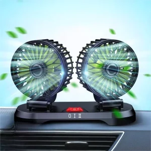QY QC GJ 005 Portable Universal High Speed Dual Head Plastic Car Cooler Mini Fan 360 Rotatable 2 Speed 10W USB 12V Auto Fan