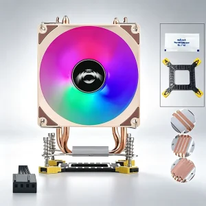 QiuzAim 2 4 6 Heat Pipe 1700 CPU Cooling Fan with Light 9cm Silent B85 Motherboard 1200 Pin PWM Temperature Control 1366 1151