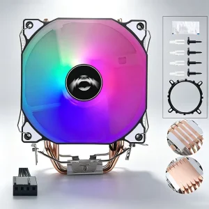 QiuzAim 4 6 Heat Pipes 120mm PWM RGB Fan Universal Support for Intel LGA1700 1200 115x and AMD AM4 Sockets