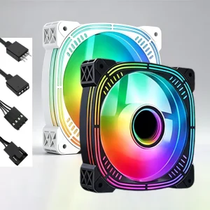 QiuzAim 5V 3 pin PWM ARGB Cooling Fan 120mm Silent Motherboard Synchronous Dynamic Lighting Gaming PC case Fan Factory Wholesale