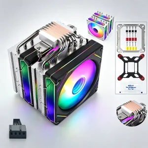 QiuzAim Universal Tower Style 1700 CPU Radiator 6 Heat Pipe 120mm PWM High Air Volume Fan Air Cooler for AM4 1150 I7 Series