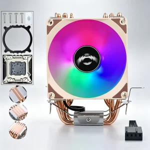 QiuzAim X99 X79 2 4 6 Heat Pipe CPU Cooler Universal Support for Intel LGA 3 & AM4 AM5 Cooling Quiet 90mm PWM Fan
