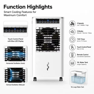 Quick Ship Environmentally Friendly Multi Functional Battery Operated 4000 CFM Standing Smart Air Cooler With Carbon Filter