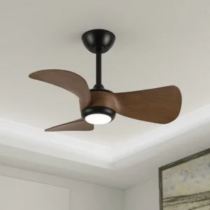 Quiet 30 Inch Ceiling Fan with LED Light 6 Speed Remote Control Stylish Metal Design for Comfortable Home or Hotel Atmosphere