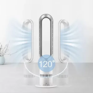Quiet Bladeless Fan for Home & Office Remote Control Air Cooling Purification Overheat Protection Noiseless Space Floor Room