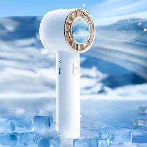 Quiet Bladeless Foldable LED Display Portable Handheld Mini Fan Rechargeable Personal Turbo for Car RV Outdoor Use