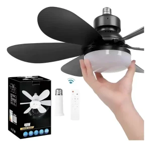 Quiet LED Ceiling Fan Light Battery Powered Electric Air Cooling Fan for Bedroom Hotel RV Car Use Foldable Design