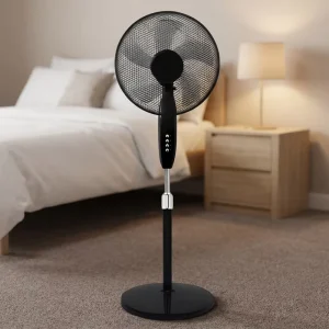 Quiet Oscillating 16 Inch Pedestal Tower Fan Plastic Electric Stand Cooler Household Use