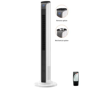 Quiet Oscillating Tower Fan for Home Use Slim Space Saving Design Remote Control Multiple Wind Speed Settings Bedroom
