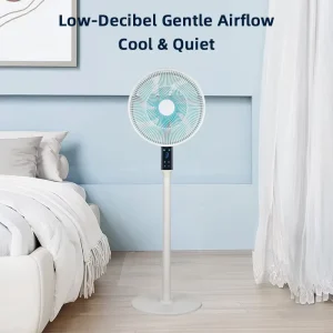 Quiet Standing Pedestal Fan with Remote Control Height Adjustable 3 Speed AC Motor Silent Floor Fan for Home Office