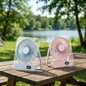 Quiet Wall Mounted Desk Fan Digital Display Rechargeable USB Fan High Speed Portable Fan for Home Office Kitchen Travel Camping