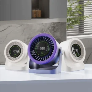Quiet Wall Mounted Desk Fan Digital Display Rechargeable USB Fan High Speed Portable Table Mini Fan for Travel Camping Car