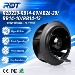 R2D220 RB14 10 220mm AC Centrifugal Blower Fan 400VAC 2850RPM High Speed Backward Curved Cabinet Cooling Replacement Use