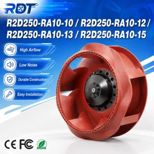 R2D250 RA10 15 Industrial AC 400V 3 Phase Backward Curved Centrifugal Fan Ball Bearing Cabinet Cooling Ventilation System