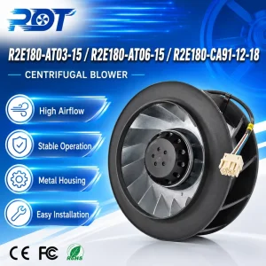 R2E180 CA91 12 Centrifugal Cooling Fan 230V 180mm Backward Curved Blower Industrial HVAC Cabinet Ventilation Replacement Use