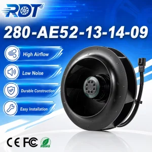 R2E280 AE52 13 AC 230V 50Hz 280mm Backward Curved Centrifugal Blower Fan for Cleanroom FFU & Industrial Cabinet Ventilation