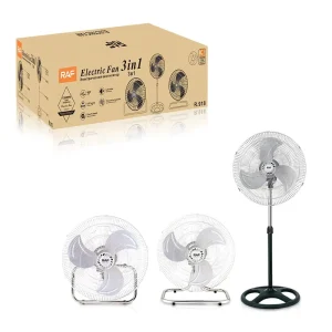 RAF 3 in 1 Portable 3 Speed Settings Air Cooling Multiple Base Fan Stand Electric Fan Pedestal Floor Fan with Adjustable Tilt