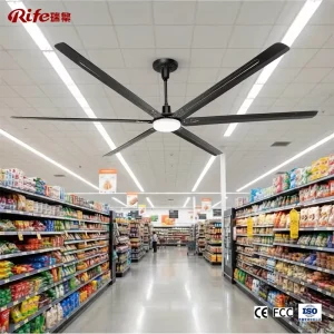 RDS 24 Industrial Commercial HVLS Ceiling Fan with Motor 6 Blade Steel 8 ft Diameter Remote Control