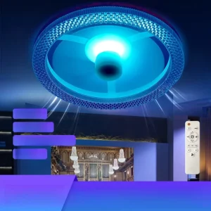 RGB LED Ceiling Fan Lights E27 E26 Socket 3000 6500K Dimmable 3 Speeds Bladeless Fans Remote Control Modern Design for Kitchen