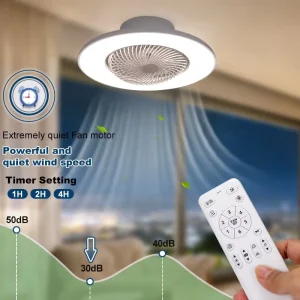 RGB Light Remote Smart LED Ceiling Fan with App Modern Low Profile Dimmable Light for Bedroom Living Room