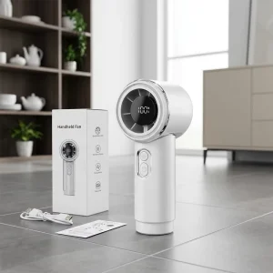 RYW FS2663 Rechargeable Handheld Fan Digital LCD Display High Speed Air Cooling Energy Efficient Brushless Motor Low Noise