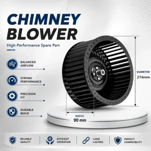 Range Hood Metal Impeller Cooker Hood Motor Fan Chimney air Blower Dia216x 90mm Chimney Blower