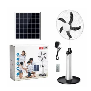 Rechargeable 16 Inch Solar Fan with 20Ah LiFePO4 Battery 20W Brushless DC Motor Standing Fan for Home 6 Speed with Remote