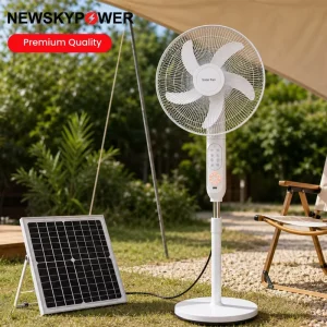 Rechargeable 198F AC DC Brushless Motor Pedestal 16 Inch Fan Stand Household Air Cooling Solar Fan With Solar Panel