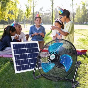 Rechargeable 25W 12V Solar Panel DC AC Large Battery Garden Park Electric Portable Table Fan