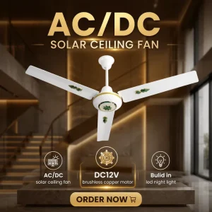 Rechargeable 56 Inch Solar LED Ceiling Fans with Light BLDC DC Motor and Remote Control for Home or Hotel Use Ac dc Ceiling Fan
