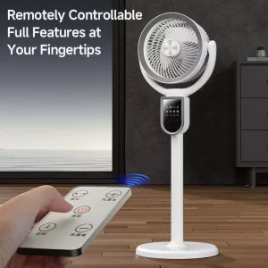 Rechargeable Built-in Battery Fan Desktop & Floor Dual-Use 3D Circulating Air Fan with LED Touch Screen Remote & Timer
