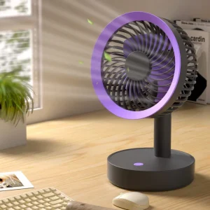 Rechargeable Desktop Air Circulation Fan 1800mAh 3-Speed Oscillating Low-Noise Table Fan for Bedroom