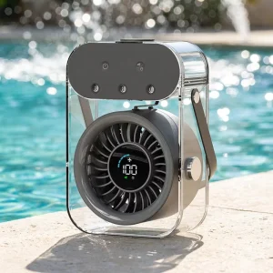 Rechargeable Desktop Misting Fan 4000mAh 100 Speeds Portable Cooling Fan with Digital Display Type C Timer