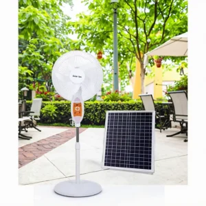 Rechargeable Electric Solar Floor Fan 18 Inch with USB Remote Control 3-Speed Low Noise LED Solar Panel