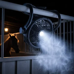 Rechargeable Fan Equine Stable Horse Stall Horse Barn Fan With Led Light