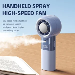 Rechargeable Handheld Fan Portable 3600mAh 199 Speeds Air Cooling Water Mist Fan Camping Travel Office Desk Personal