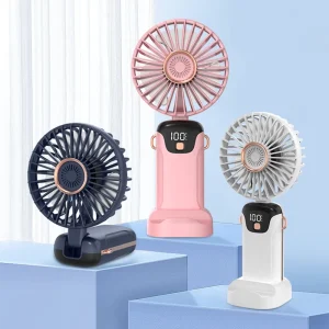 Rechargeable Handheld Mini Fan 1200mAh Three Speed LED Display Portable USB Charging Eco Friendly Car RV Use
