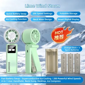 Rechargeable Handheld Mini Fan Replaceable Battery Air Cooling High-Speed Wind Long Battery Life Outdoor Desktop Portable Fan