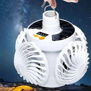 Rechargeable Handheld Solar Fan LED Light Bulbs IP65 Waterproof Remote Button Control for Outdoor Camping Garden Use Portable
