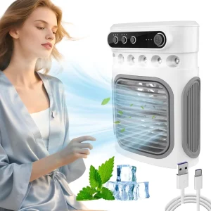 Rechargeable High Speed Mini Cooling Misting Fan Air Conditioner Water Tank Outdoor Portable Ice Cooling Mist Fan